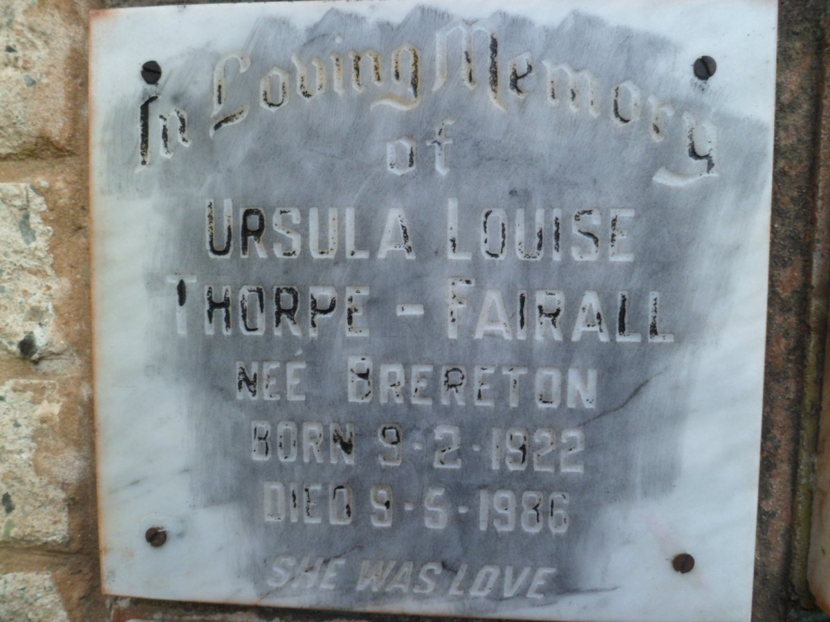 FAIRALL Ursula Louise, THORPE nee BRERETON 1922-1986