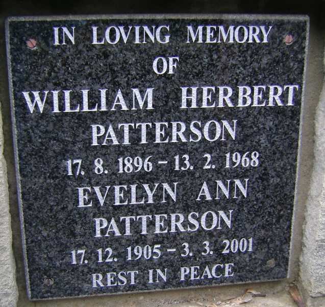 PATTERSON William Herbert 1896-1968 &amp; Evelyn Ann 1905-2001