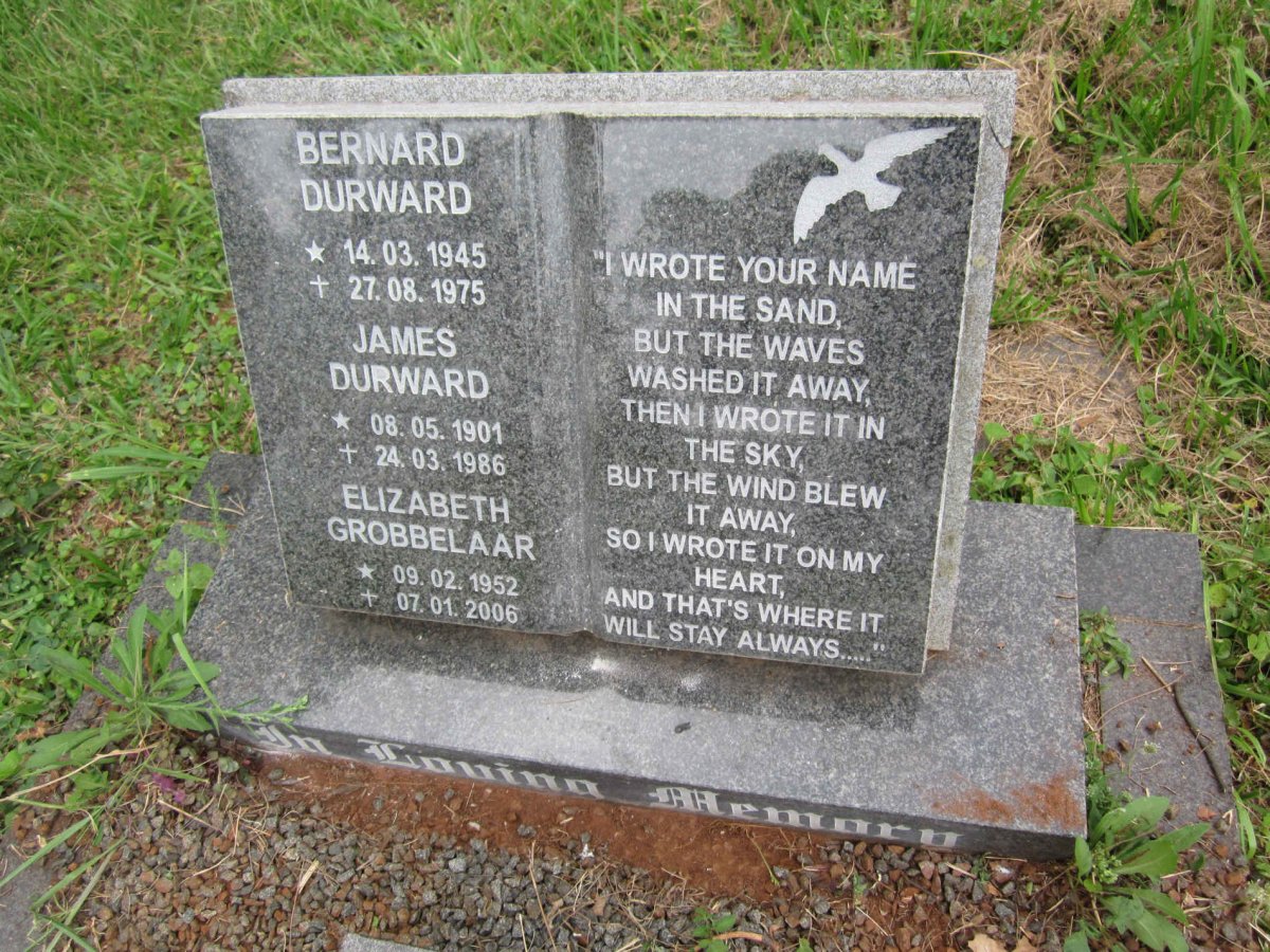 DURWARD James 1901-1986 :: DURWARD Bernard 1945-1975 :: GROBBELAAR Elizabeth 1952-2006