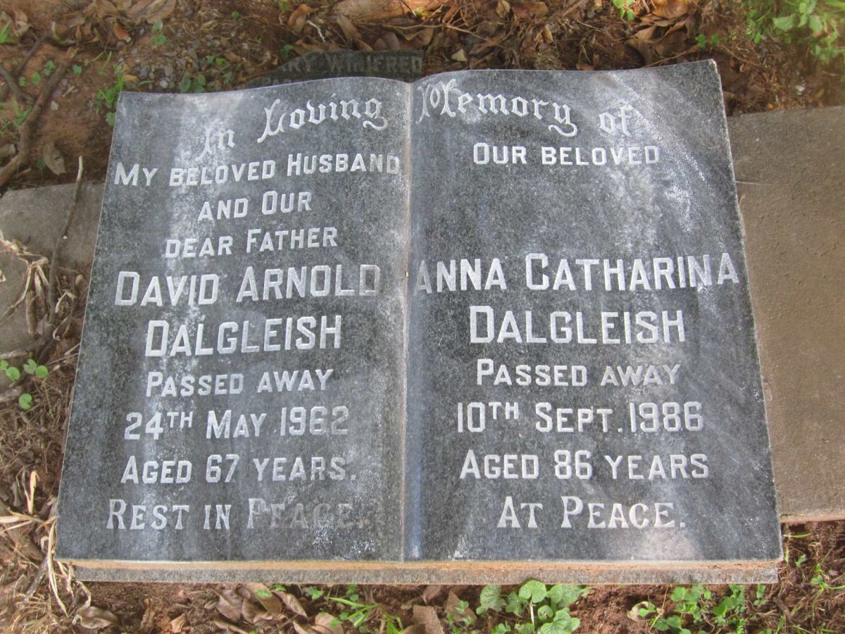 DALGLEISH David Arnold -1962 &amp; Anna Catharina -1986