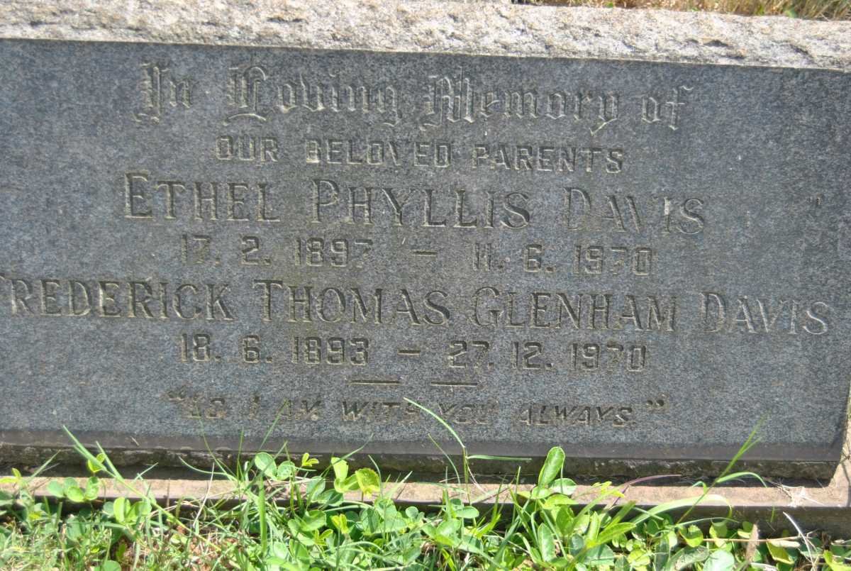 DAVIS Frederick Thomas Glenham 1893-1970 &amp; Ethel Phyllis 1897-1970