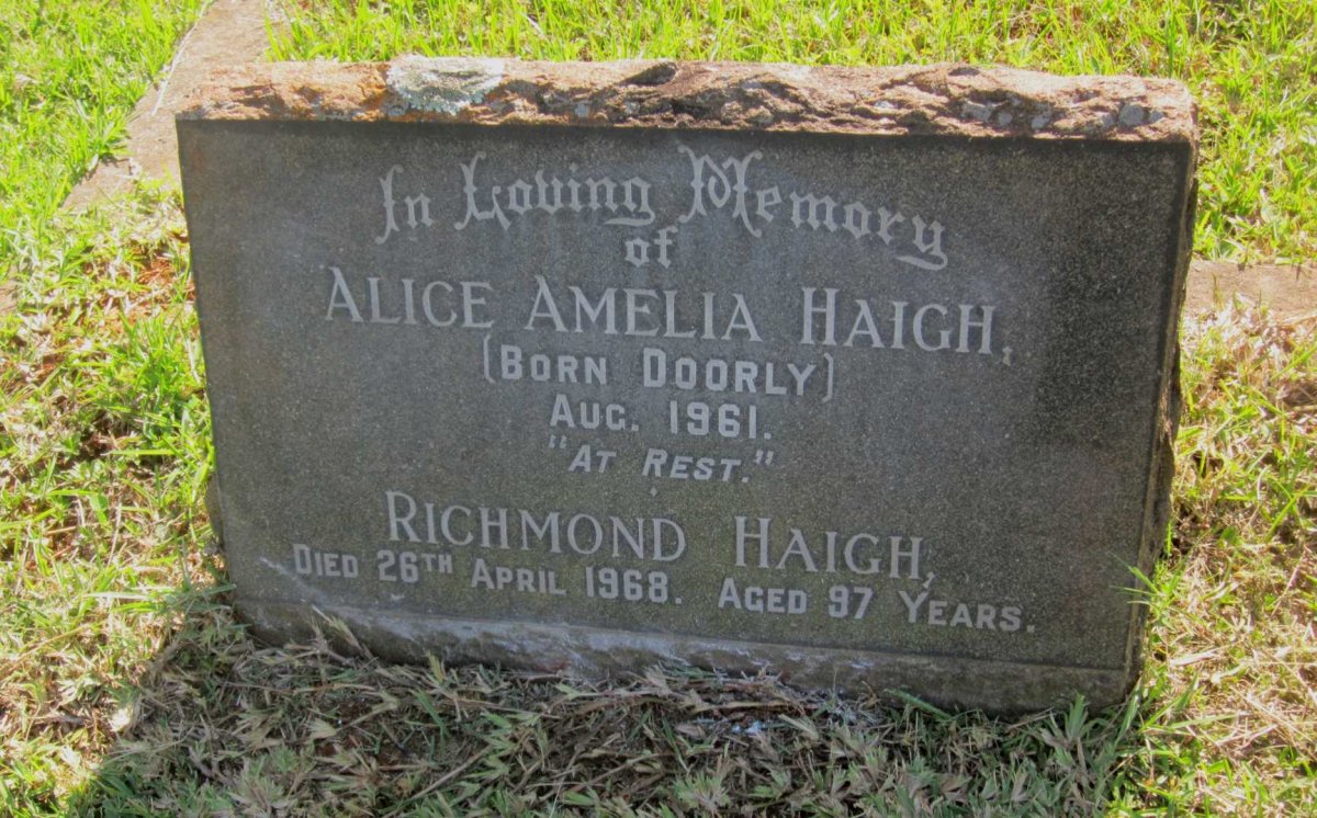 HAIGH Richmond -1968 &amp; Alice Amelia DOORLY -1961