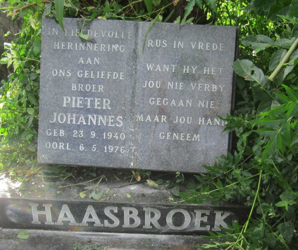 HAASBROEK Pieter Johannes 1940-1976