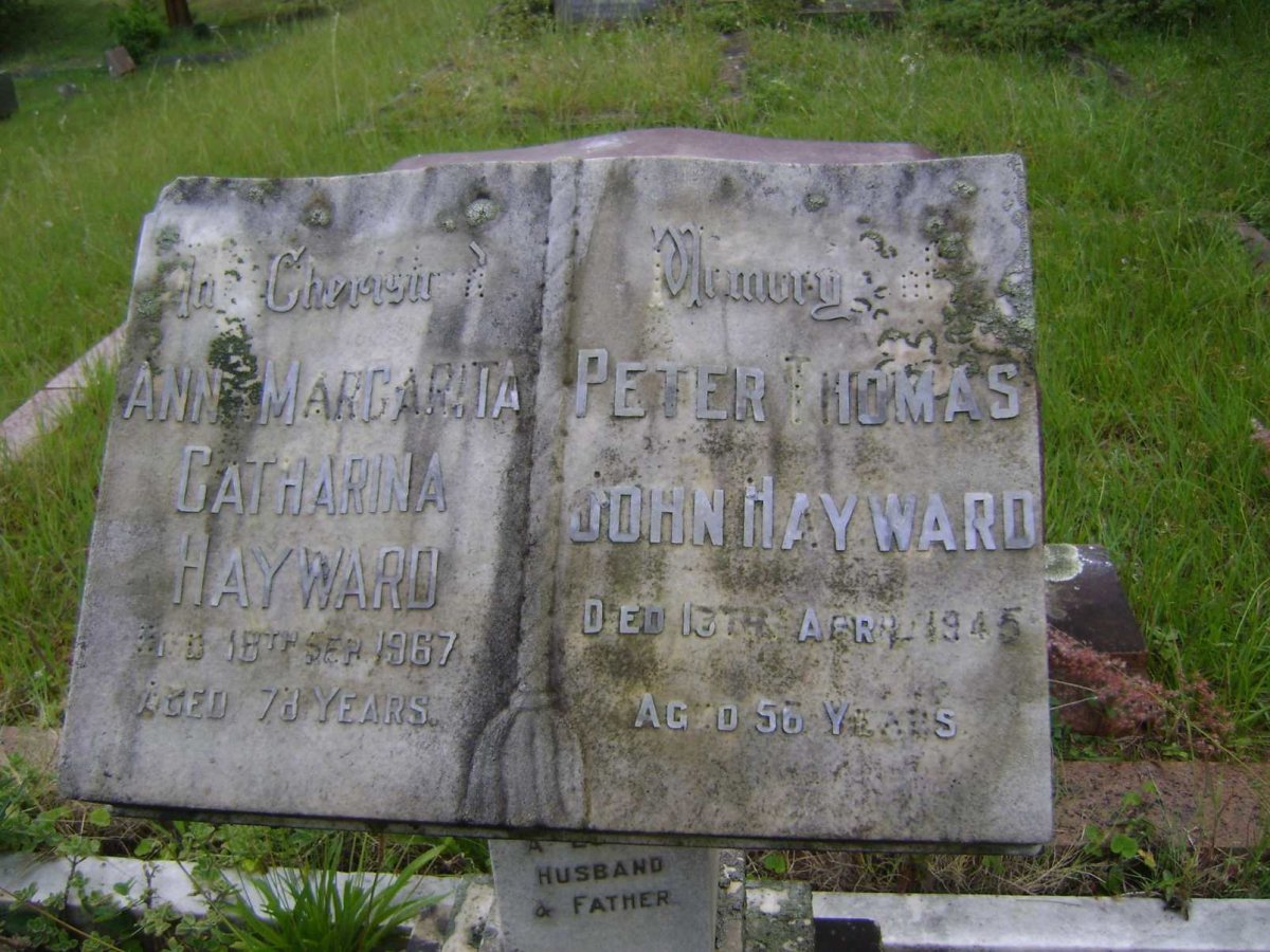 HAYWARD Peter Thomas John -1945 &amp; Anna Margarita Catharina -1967