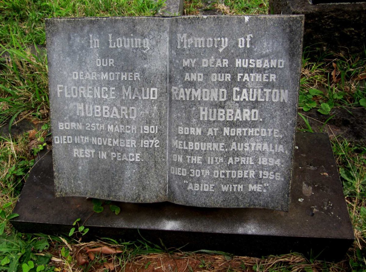 HUBBARD Raymond Gaulton 1894-1956 &amp; Florence Maud 1901-1972