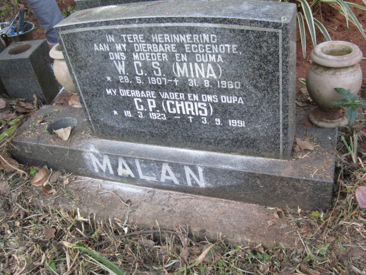 MALAN C.P. 1923-1991 &amp; W.C.S. 1907-1980