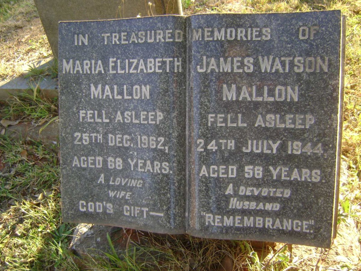 MALLON James Watson -1944 &amp; Maria Elizabeth -1962 :: MALLON Ernest Douglas -1954