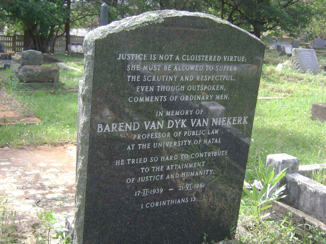 NIEKERK Barend Van Dyk, van 1939-1981