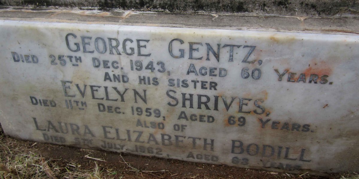 GENTZ George -1943 :: SHRIVES Evelyn -1959 :: BODILL Laura Elizabeth -1962