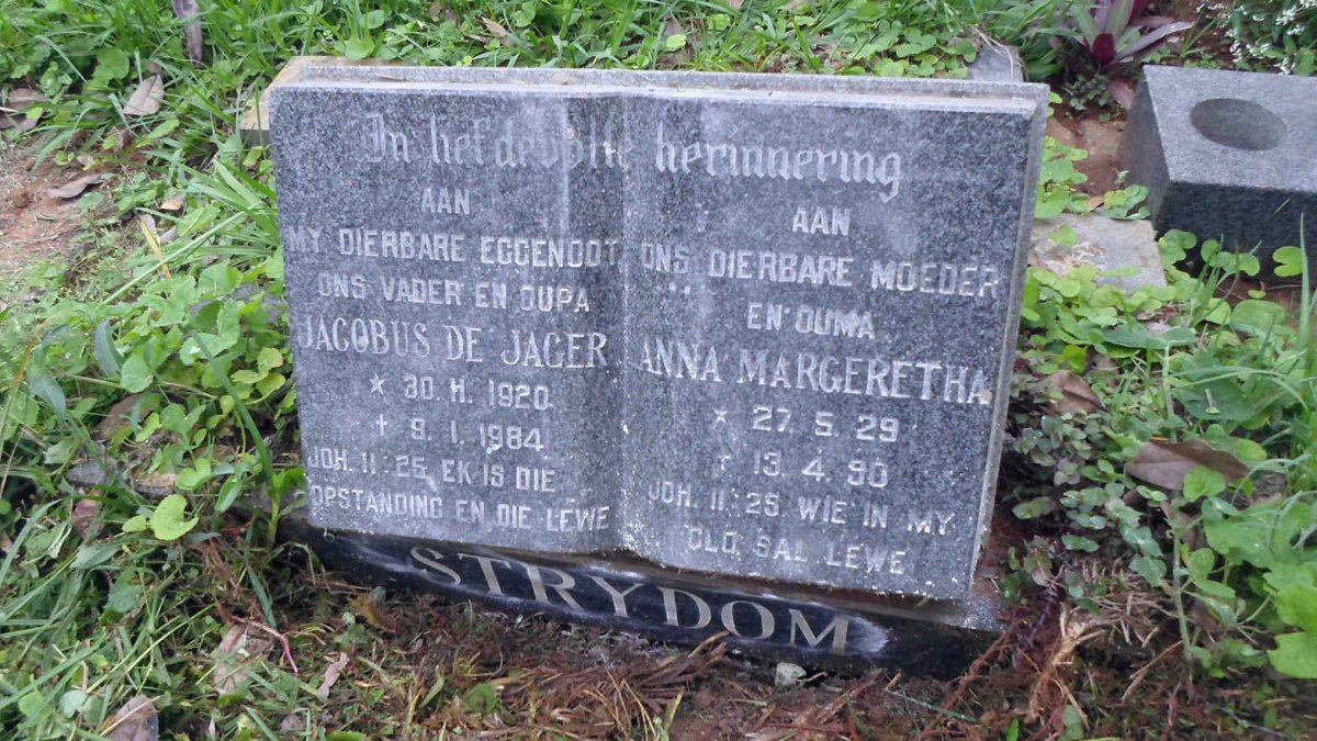 STRYDOM Jacobus de Jager 1920-1984 &amp; Anna Margeretha 1929-1990