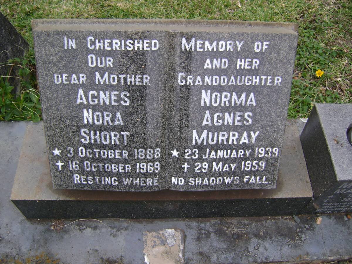 SHORT Agnes Nora 1888-1969 :: MURRAY Norma Agnes 1939-1959 :: MURRAY Marlene 1939-2010