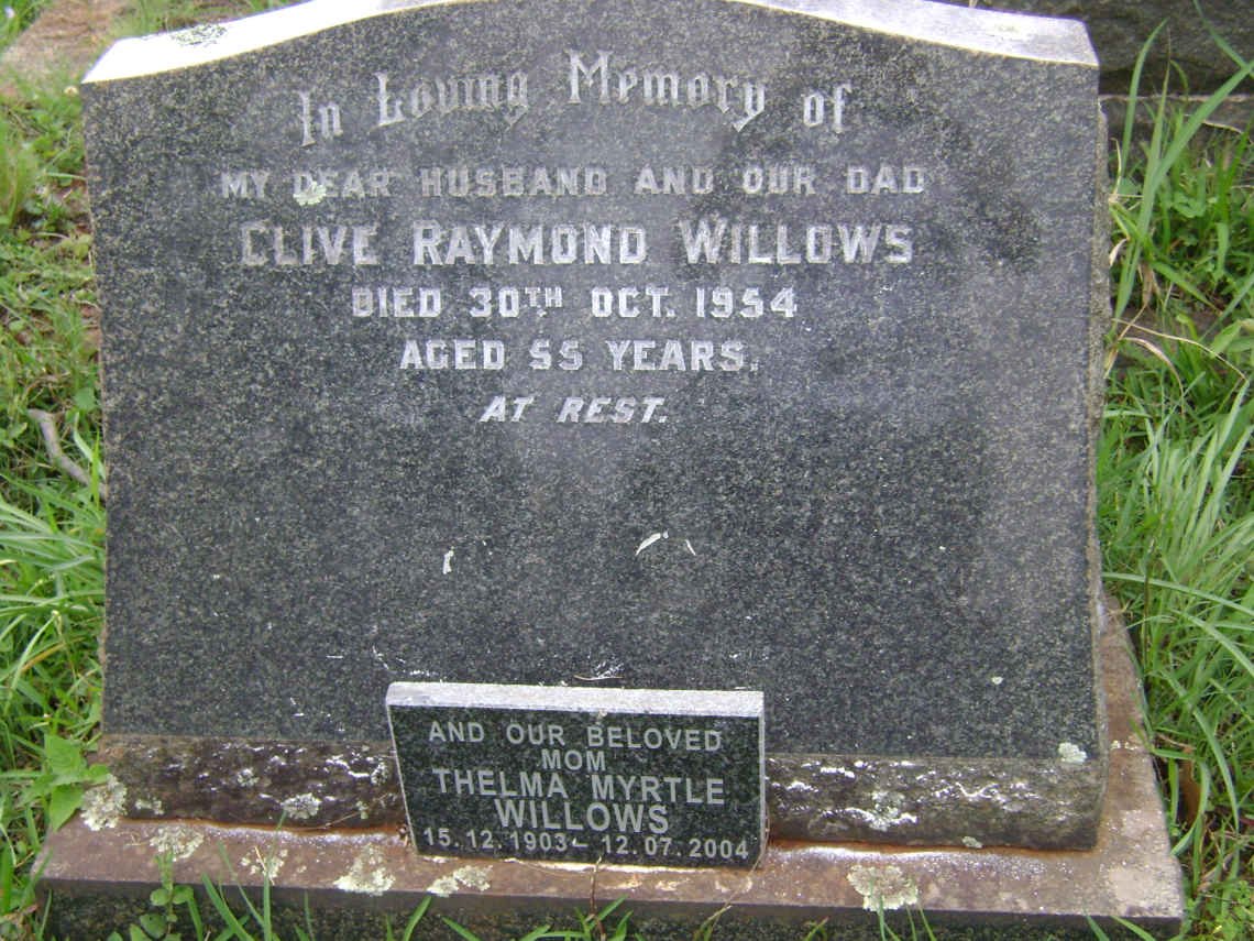 WILLOWS Clive Raymond -1954 &amp; Thelma Myrtle 1903-2004