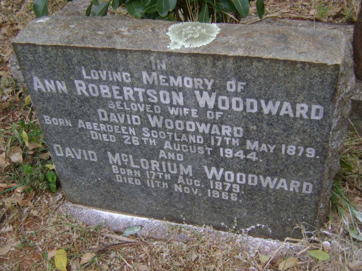 WOODWARD David McLorium 1879-1966 &amp; Ann Robertson 1879-1944