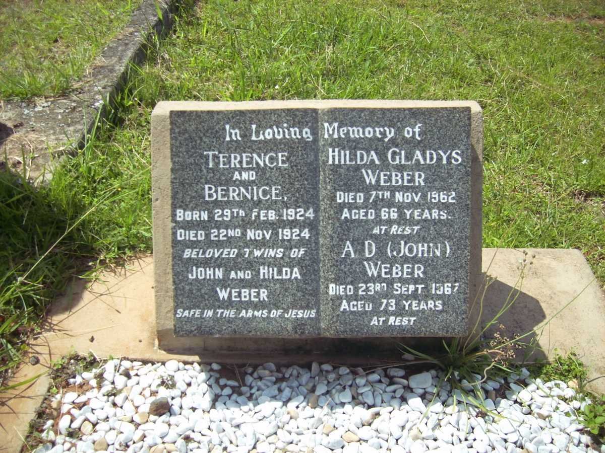 WEBER A.D. -1967 &amp; Hilda Gladys -1962 :: WEBER Terence &amp; Bernice 1924-1924