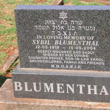 BLUMENTHAL Sybil 1918-2004