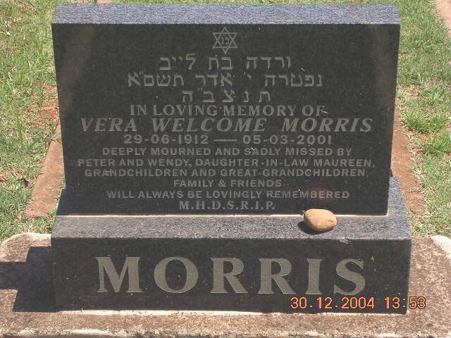 MORRIS Vera Welcome 1912-2001