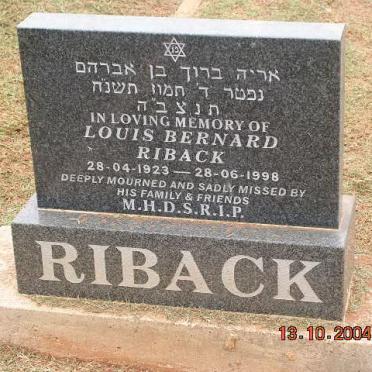 RIBACK Louis Bernard 1923-1998