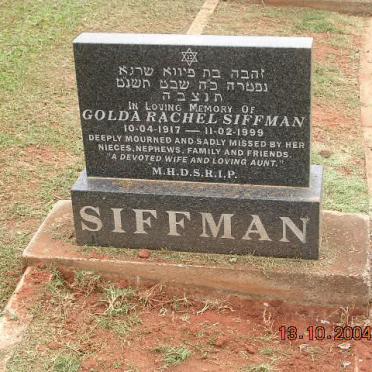 SIFFMAN Golda Rachel 1917-1999