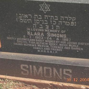 SIMONS Klara 1903-1987