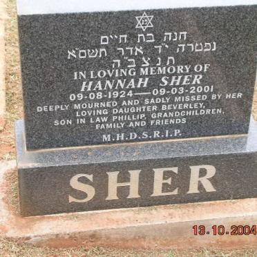SHER Hannah 1924-2001