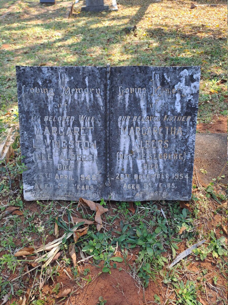 ALBERS Margaretha nee LEISENBERG -1954 :: LIVINGSTON Margaret nee ALBERS -1948 :: 