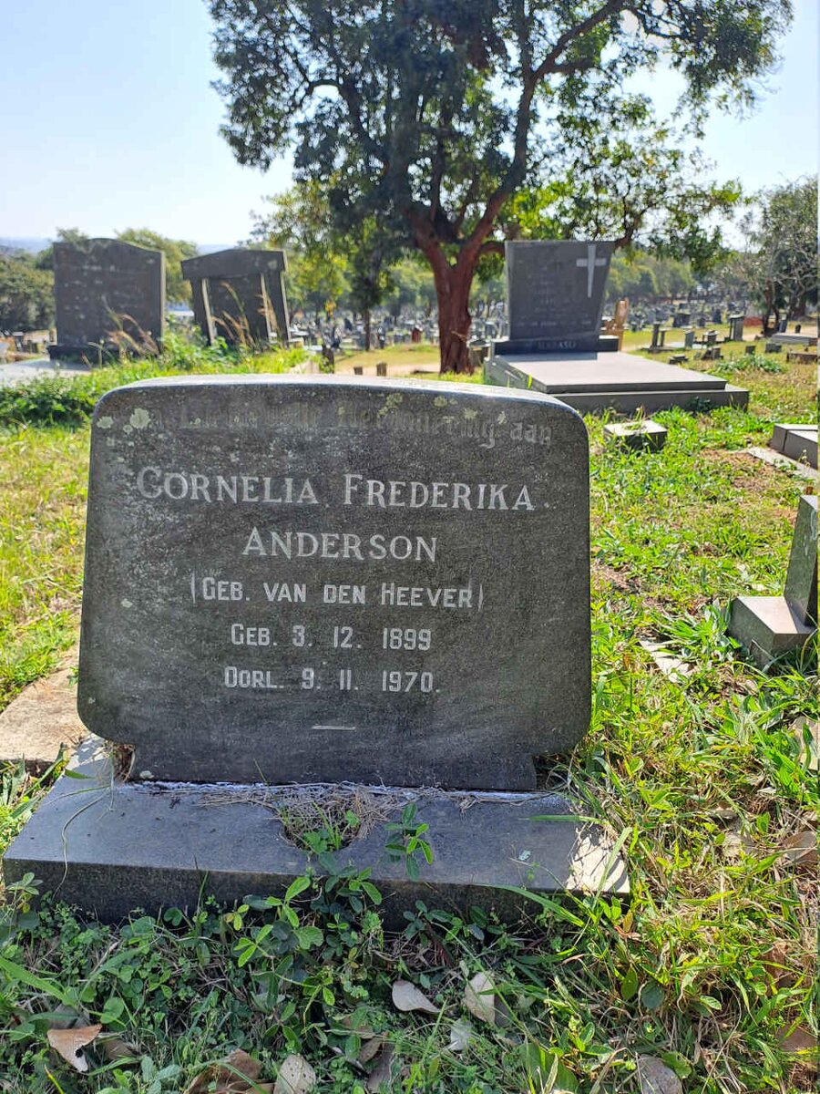 ANDERSON Cornelia Frederika nee VAN DEN HEEVER 1899-1970