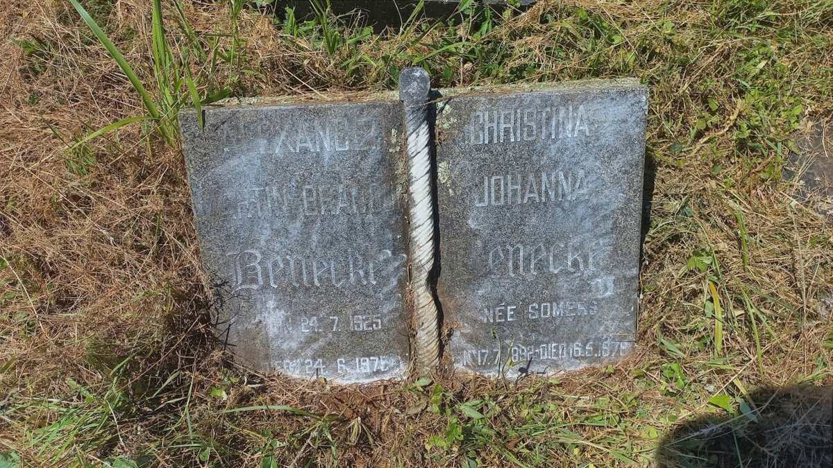 BENECKE Christina Johanna nee SOMERS 1892-1978 :: BENECKE Martin Beadum 1925-1975