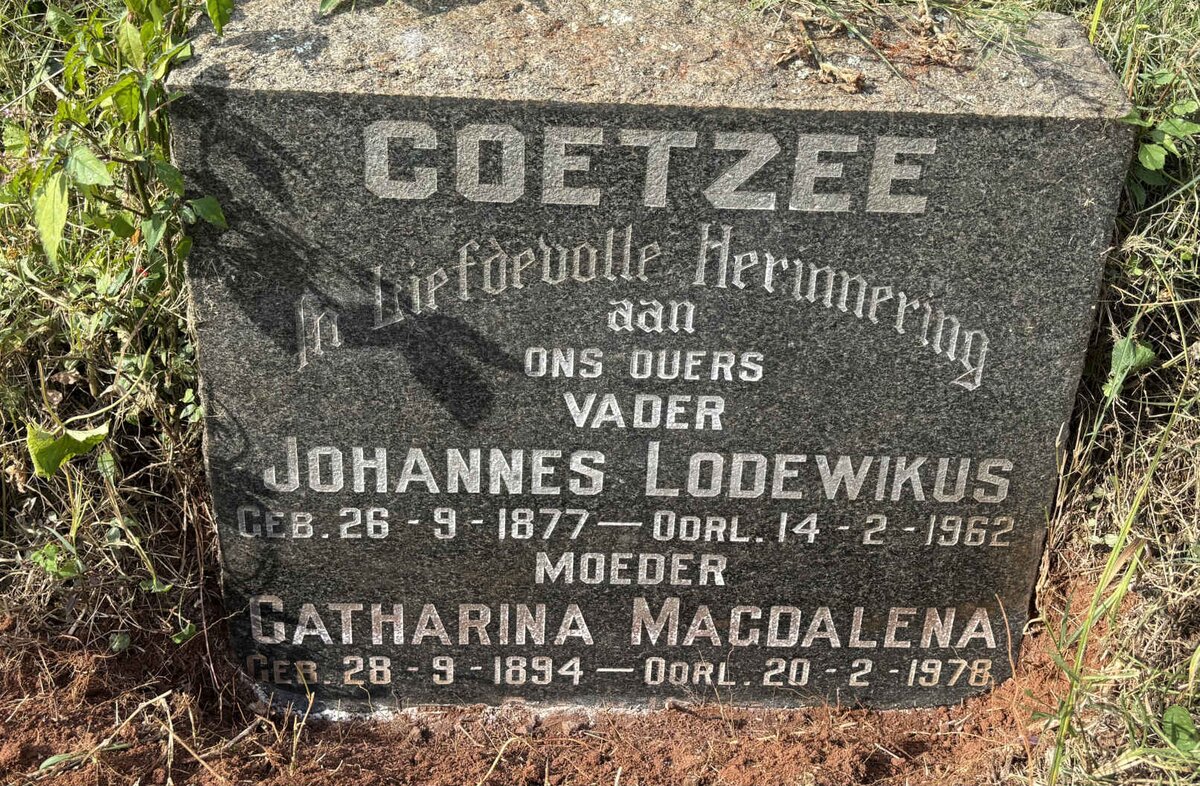COETZEE Johannes Lodewikus 1877-1962 & Catharina Magdalena 1894-1978
