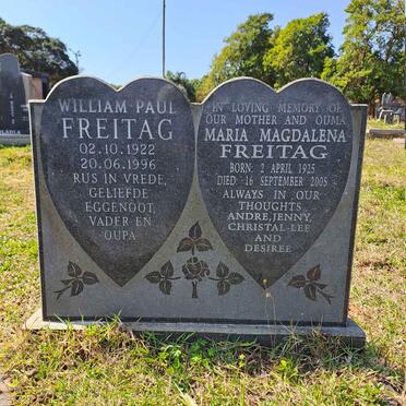 FREITAG William Paul 1922-1996 & Maria Magdalena 1925-2005