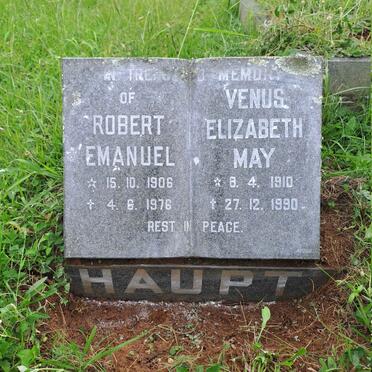 HAUPT Robert Emanuel 1906-1976 & Venus Elizabeth May 1910-1990