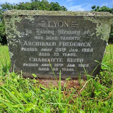 LYON Archibald Frederick -1968 & Charlotte Keith -1969