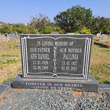 NEETHLING Gys Daniel 1929-1996 & Paulina 1927-2021