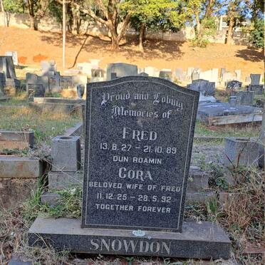 SNOWDON Fred 1927-1989 & Cora 1925-1992