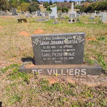 VILLIERS Carel Pieter Cronje, de 1917-1996 & Sarah Johanna Martha 1918-1992