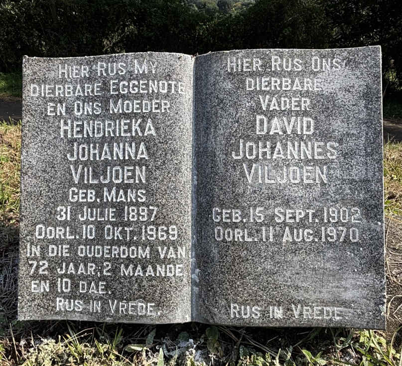 VILJOEN David Johannes 1902-1970 & Hendrieka Johanna MANS 1897-1969