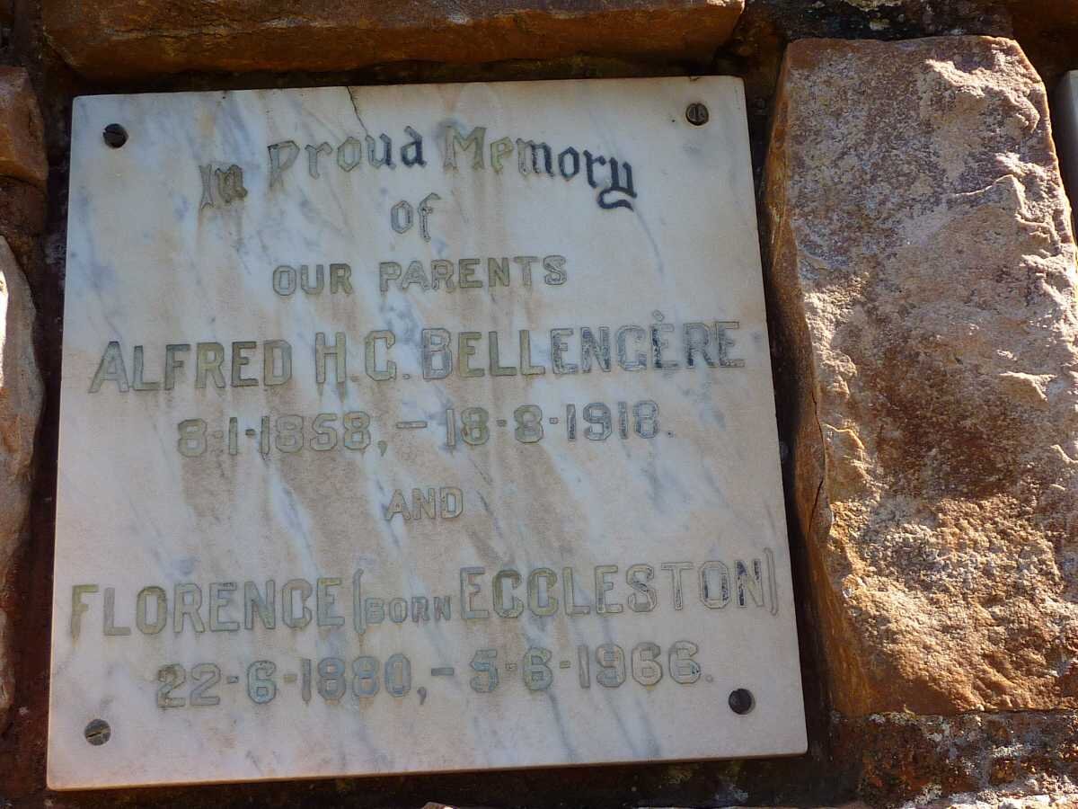 BELLENGERE Alfred H.C. 1858-1918 &amp; Florence ECCLESTON 1880-1966