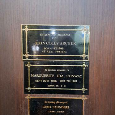 ARCHER John Coley 1909-1975 :: CONWAY Marguerite Ida 1895-1987 :: SAUNDERS Gero 1896-1969