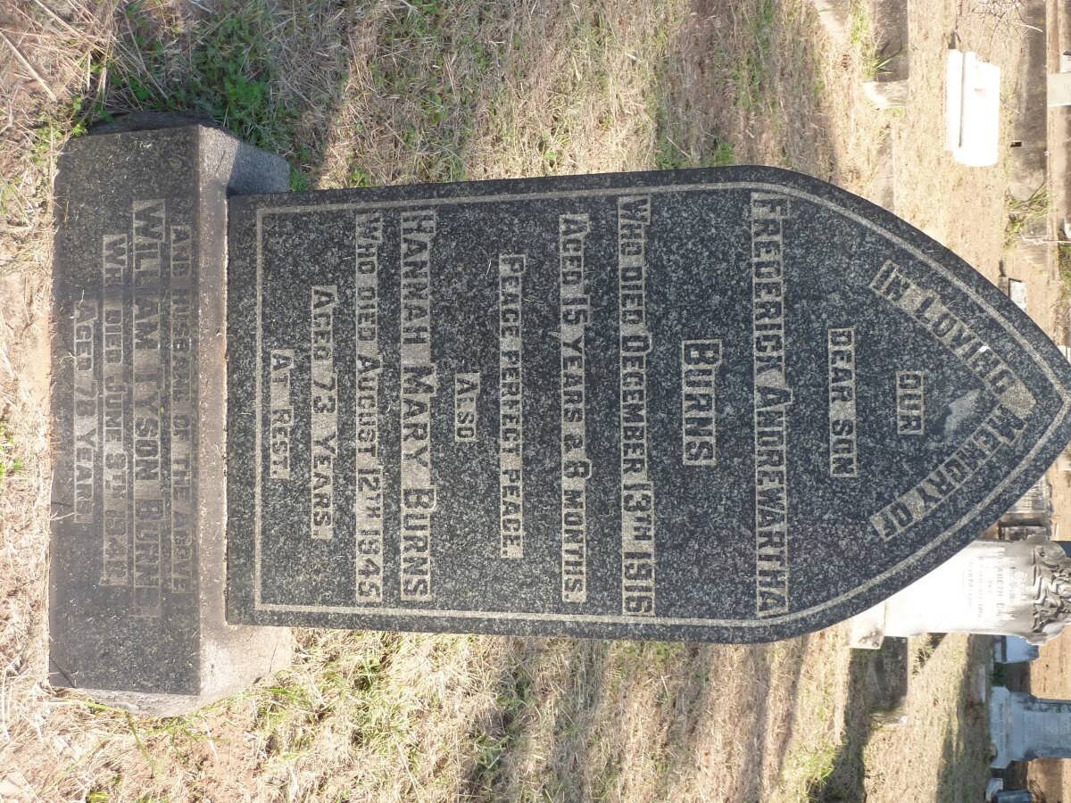 BURNS William Tyson -1948 &amp; Hannah Mary -1945 :: BURNS Frederick Andrewartha -1916