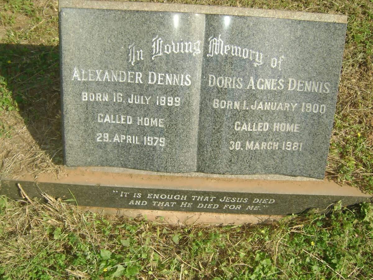 DENNIS Alexander 1899-1979 &amp; Doris Agnes 1900-1981