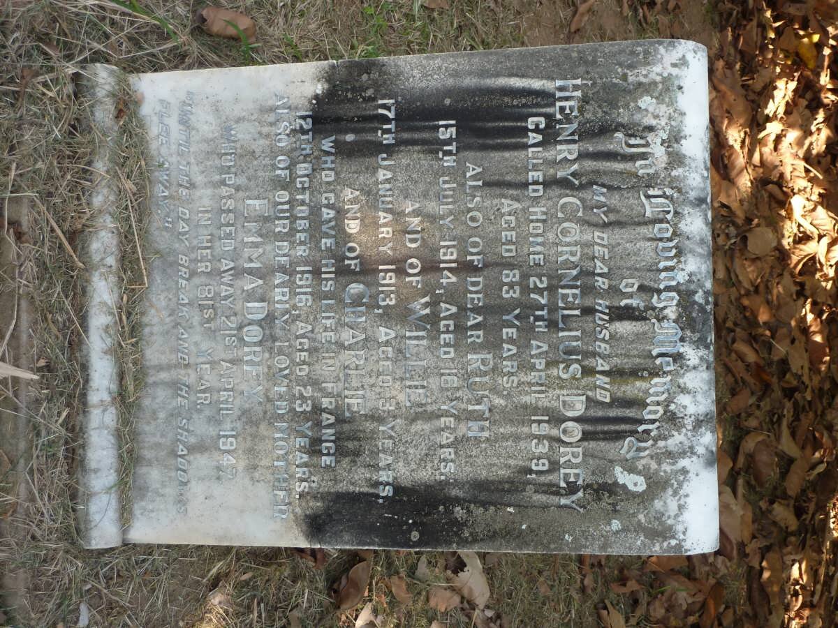 DOREY Henry Cornelius -1939 &amp; Emma -1942 :: DOREY Charlie -1916 :: DOREY Ruth -1914 :: DOREY Willie 1913