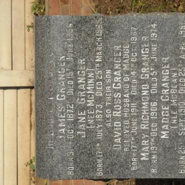 GRANGER James 1872-1956 &amp; Jane McMINN 1873-1965 :: GRANGER Mary Richmond 1906-1974 :: GRANGER David Ross 1911-1967