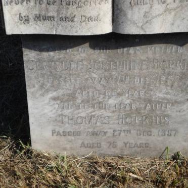 HOPKINS Thomas John Cecil -1944 :: HOPKINS Emrys -1918 :: HOPKINS Thomas -1957 &amp; Gertrude Josephine -1953 
