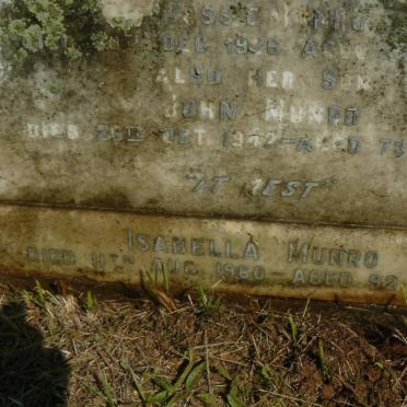 MUNRO Jessie -1936 :: MUNRO Isabella -1960 :: MUNRO John -1942 