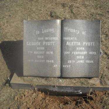 PYOTT George 1874-1948 &amp; Aletta 1873-1958 :: PYOTT James -1970 