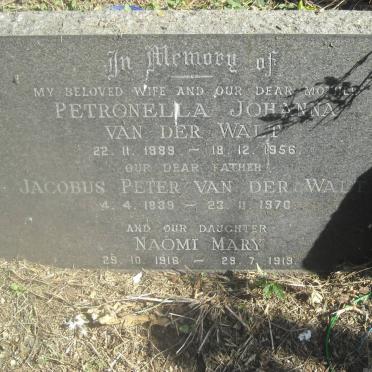 WALT Jacobus Peter, van der 1889-1970 &amp; Petronella Johanna 1889-1956 :: VAN DER WALT Naomi Mary 1918-1919
