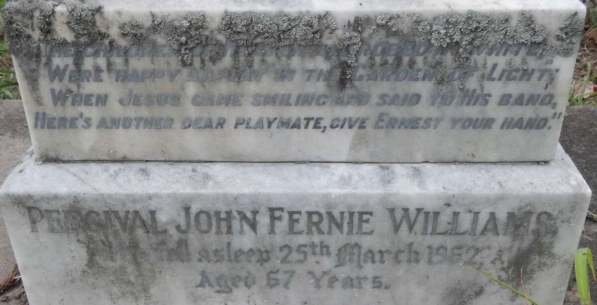 WILLIAMS Percival John Fernie -1962 :: WILLIAMS Ernest Percival -1925