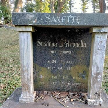 SMITH Susanna Petronella nee GOUWS 1952-1992