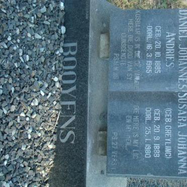 BOOYENS Daniel Johannes Andries 1885-1965 &amp; Susara Johanna GREYLING 1888-1980