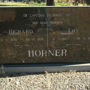HORNER Richard 1895-1936 &amp; Lily 1897-1985
