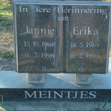 MEINTJES Jannie 1968-1996 &amp; Erika 1969-1996